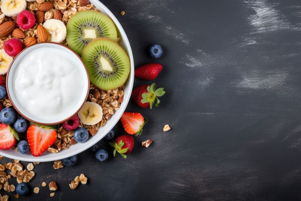 Granola breakfast berries food. AI generated Image by rawpixel.