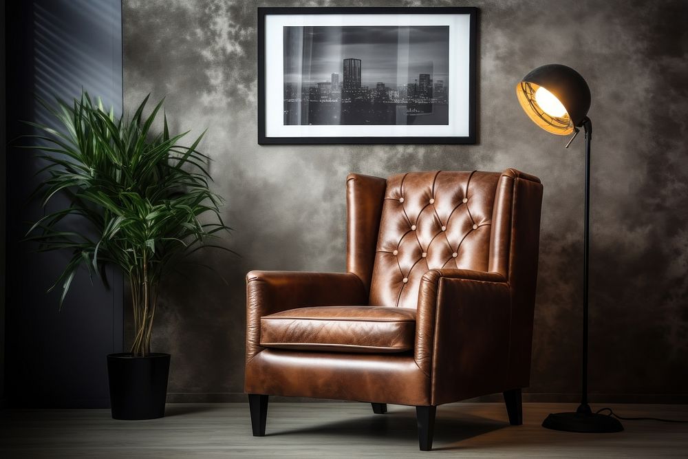 Armchair furniture leather frame. AI generated Image by rawpixel.