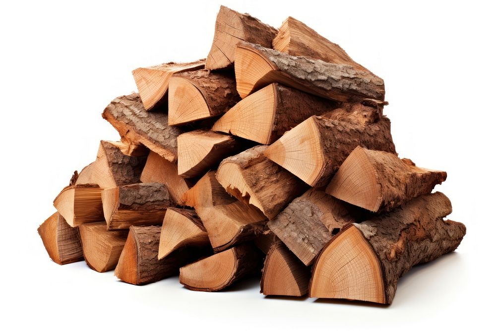 Wood firewood white background deforestation. AI generated Image by rawpixel.