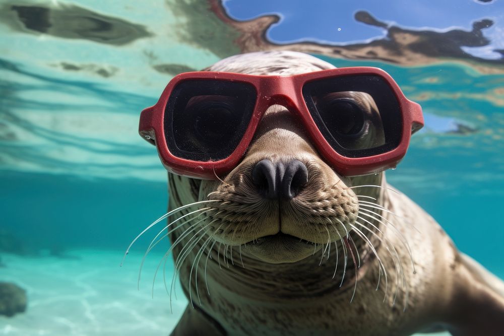 Seal snorkeling outdoors glasses. 