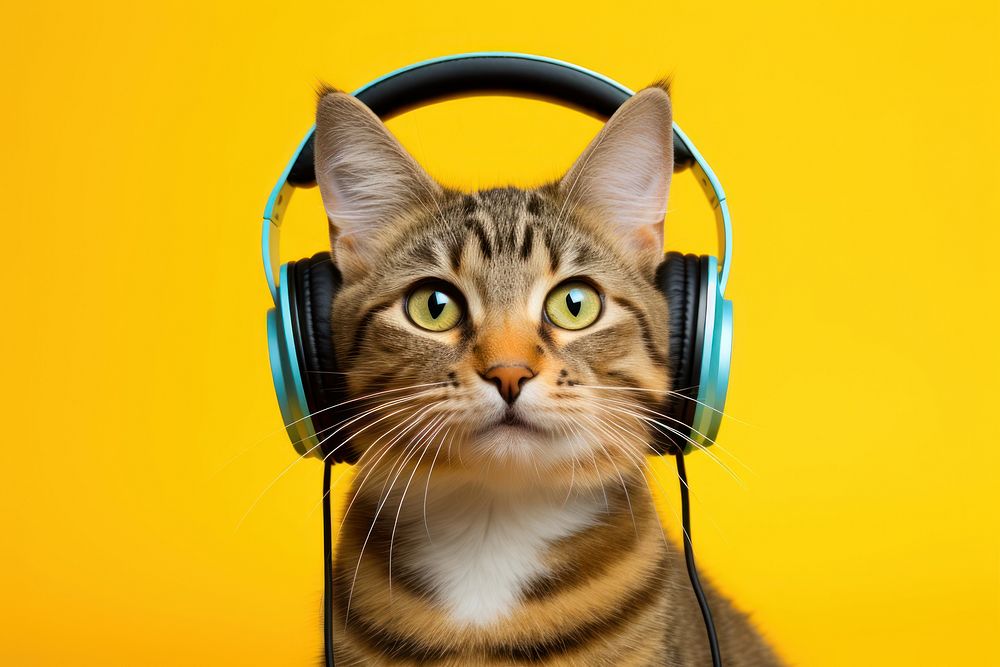 Headphones mammal photo pet. AI generated Image by rawpixel.