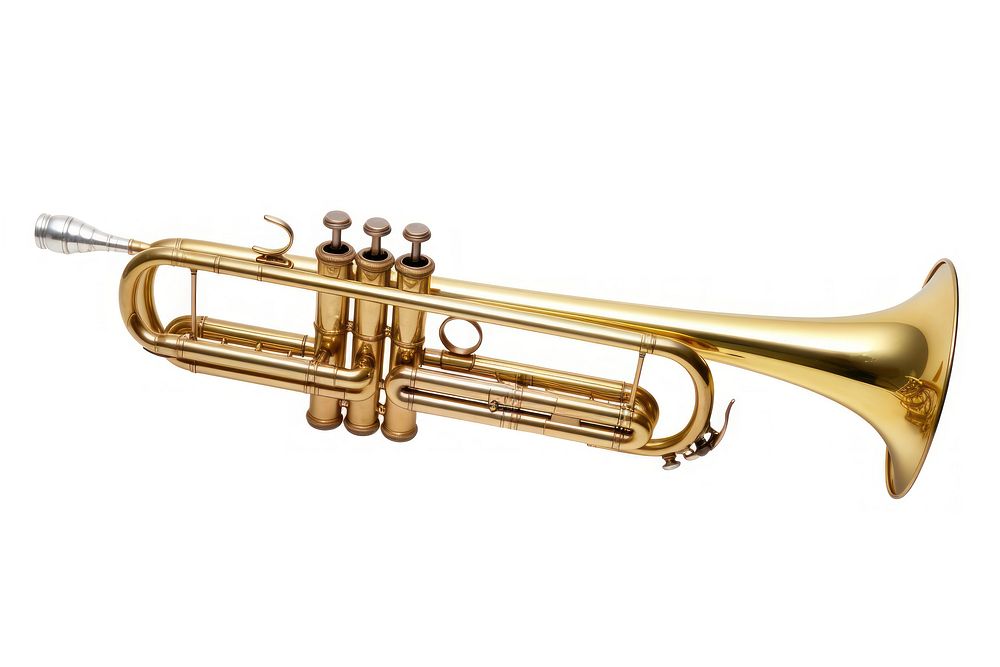 Trumpet horn white background performance. AI generated Image by rawpixel.