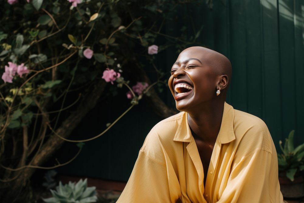 Happy black woman smiling. AI generated Image by rawpixel.