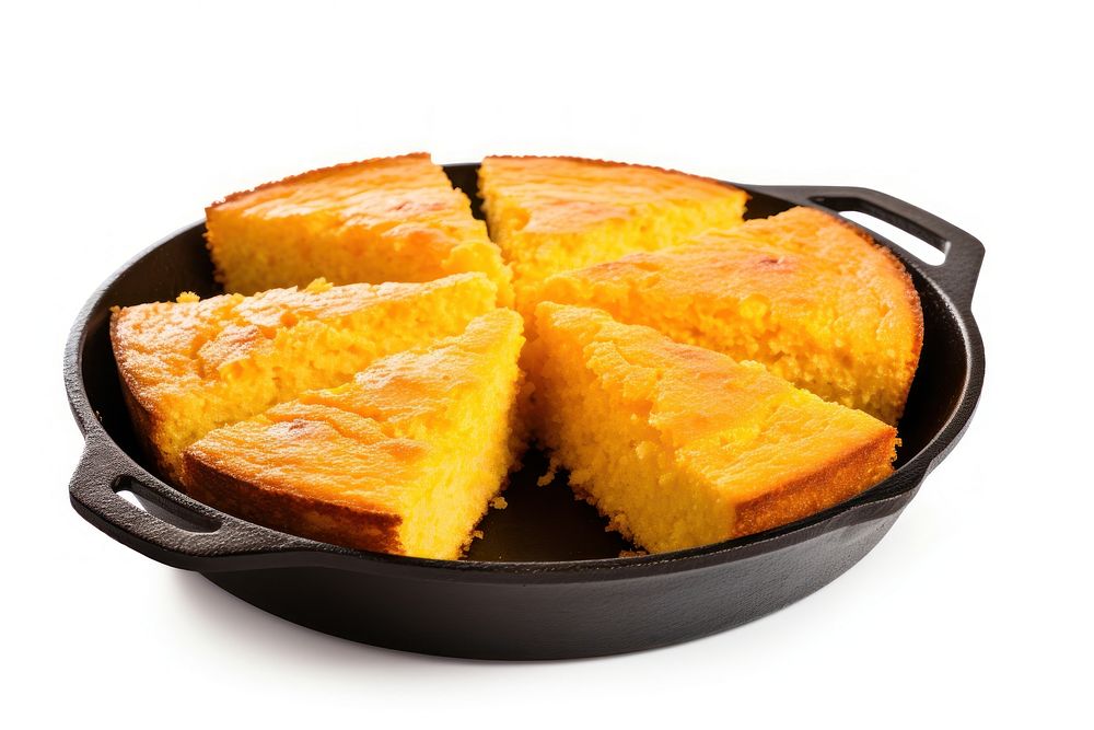 Cornbread slice food white background. AI generated Image by rawpixel.