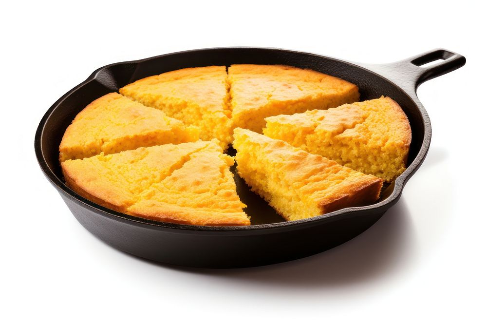 Cornbread slice food white background. AI generated Image by rawpixel.