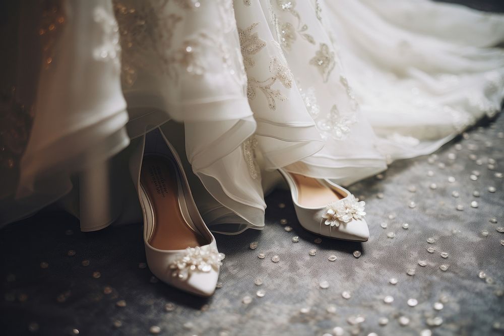 Wedding footwear dress bride. 