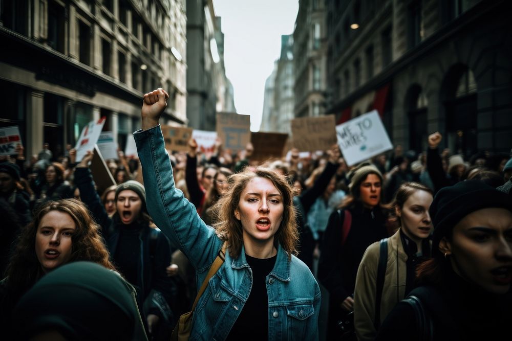 People protesting in the street. AI generated Image by rawpixel.