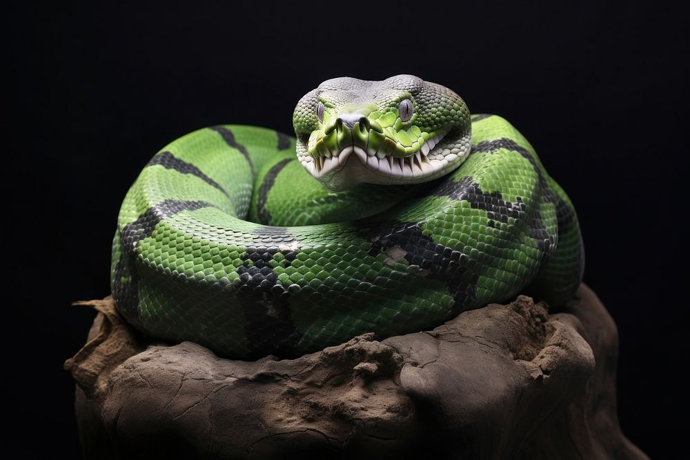 Reptile animal snake green. AI generated Image by rawpixel.