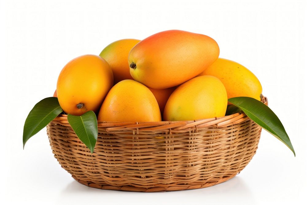 Basket mango wicker fruit. AI generated Image by rawpixel.