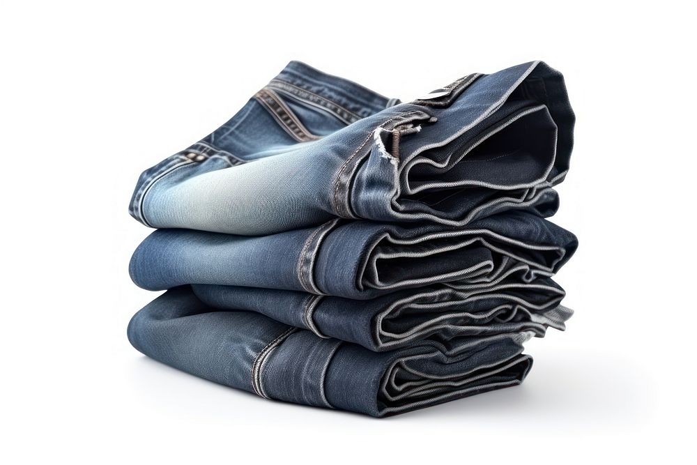 Jeans denim pants white background. AI generated Image by rawpixel.