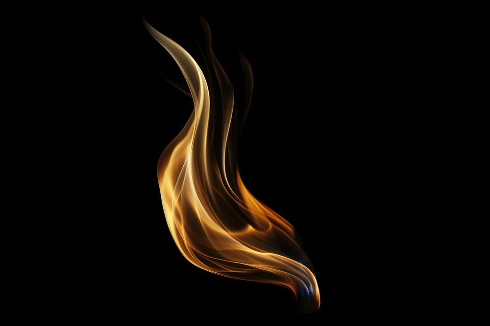 Person flame fire black background. 
