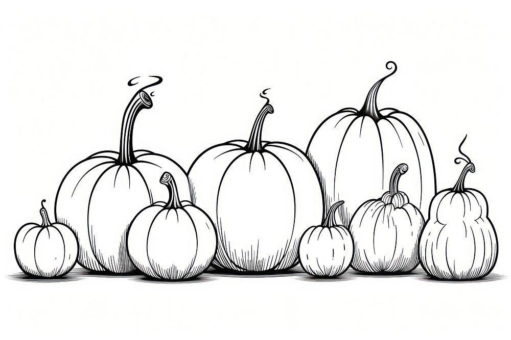 Pumpkin vegetable drawing sketch. AI generated Image by rawpixel.