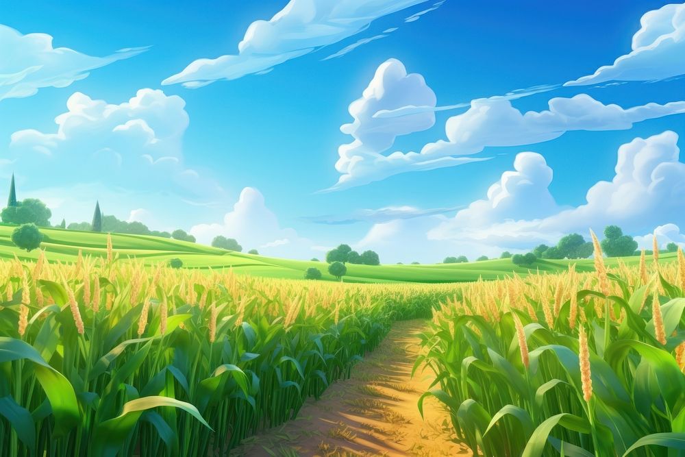 Field agriculture backgrounds landscape. AI generated Image by rawpixel.
