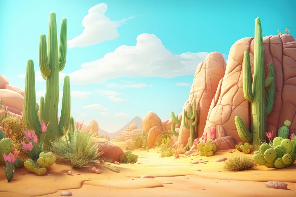 Desert landscape outdoors cartoon. AI generated Image by rawpixel.