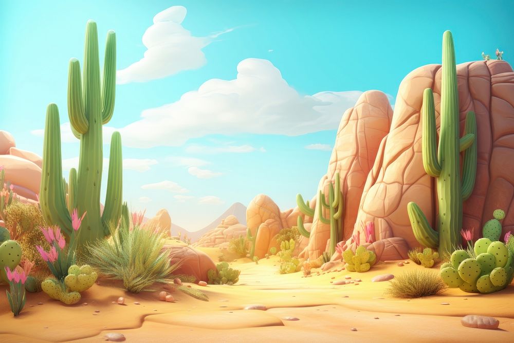 Desert landscape outdoors cartoon. 