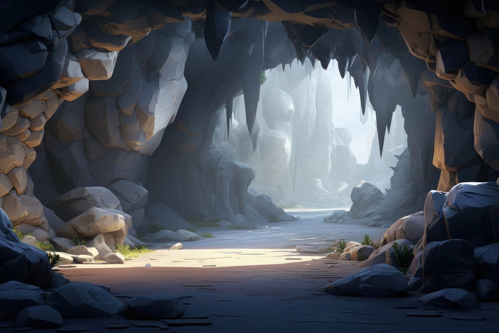 Cave nature tranquility landscape. AI generated Image by rawpixel.