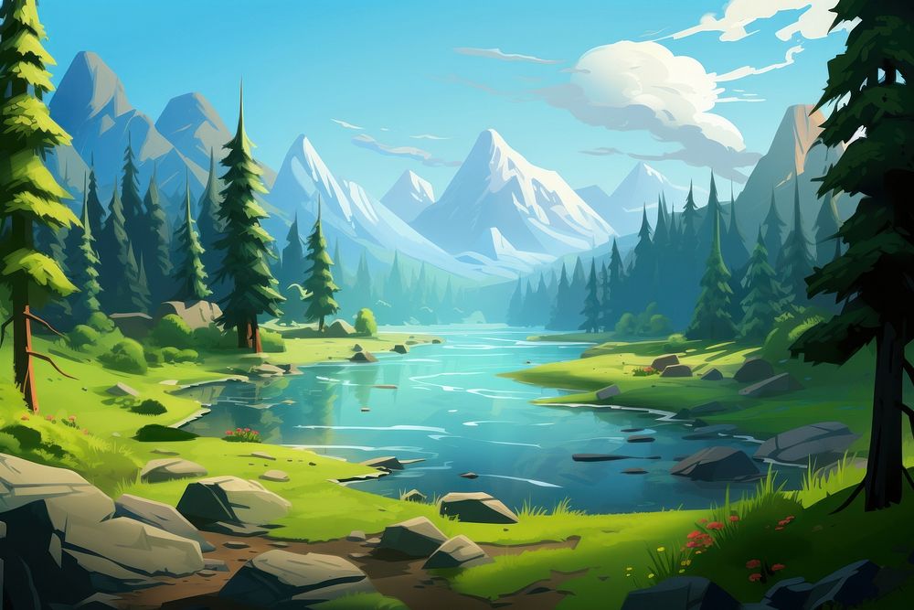 Wilderness landscape mountain outdoors. AI generated Image by rawpixel.