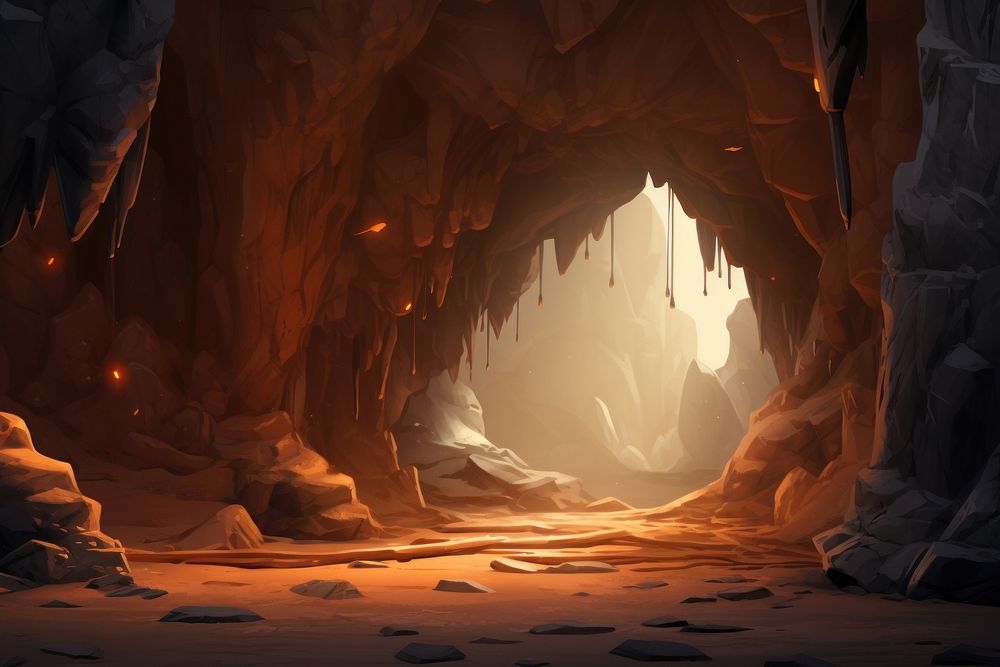 Cave nature tranquility illuminated. AI generated Image by rawpixel.