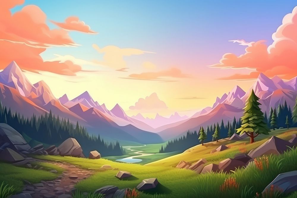 Landscape panoramic mountain outdoors. AI generated Image by rawpixel.