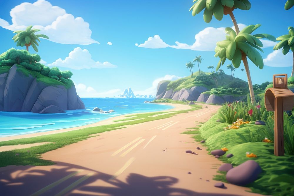 Beach landscape outdoors cartoon. 