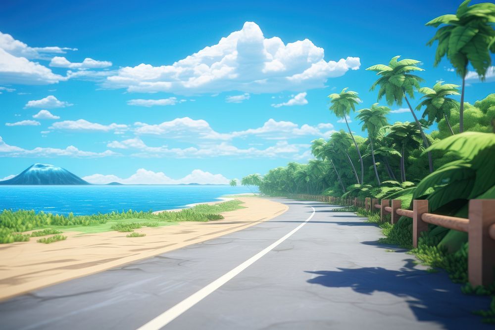 Beach road landscape outdoors. AI generated Image by rawpixel.