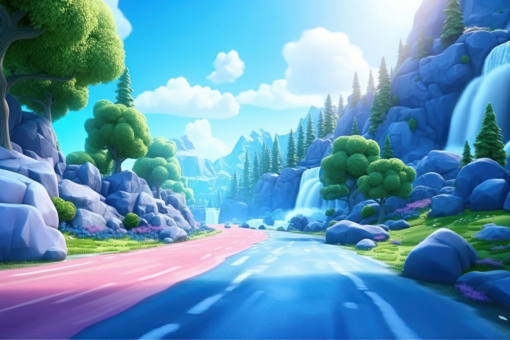 Backgrounds landscape outdoors cartoon. AI generated Image by rawpixel.