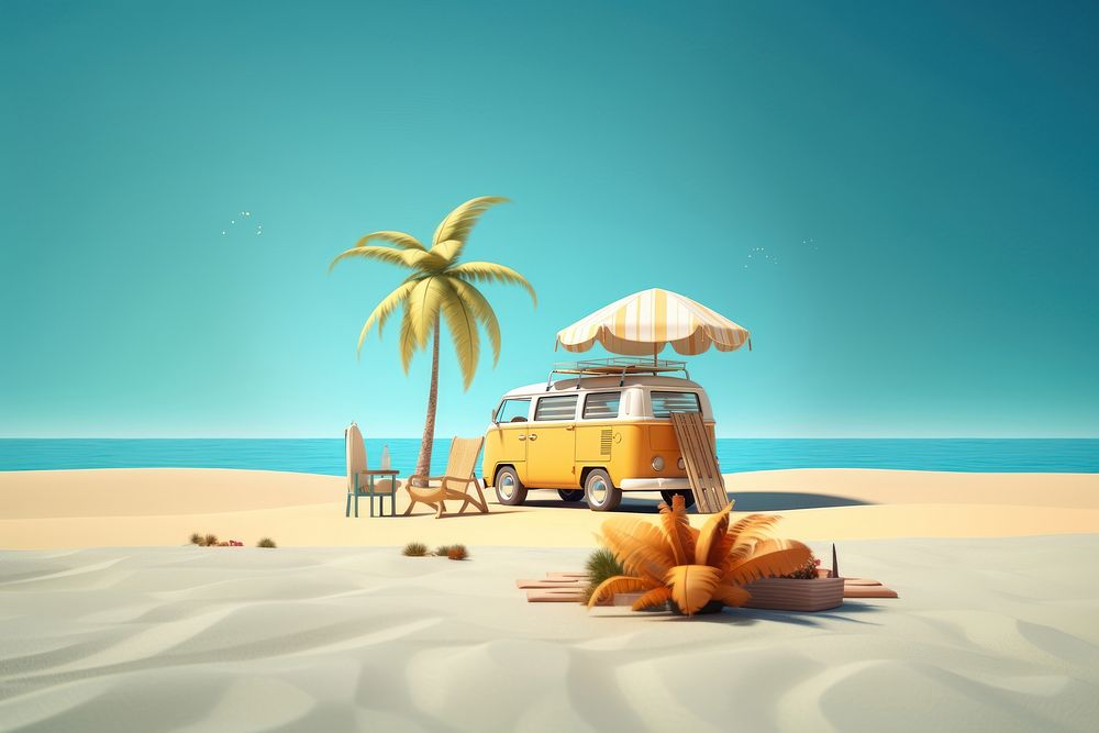 Summer beach car outdoors. AI generated Image by rawpixel.
