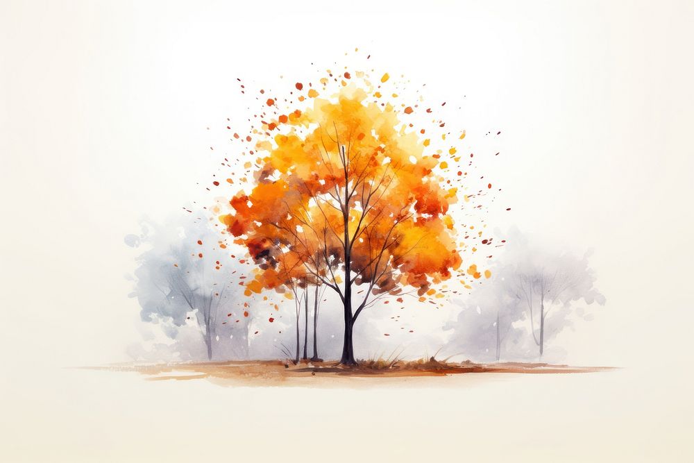 Tree painting plant watercolor paint. AI generated Image by rawpixel.