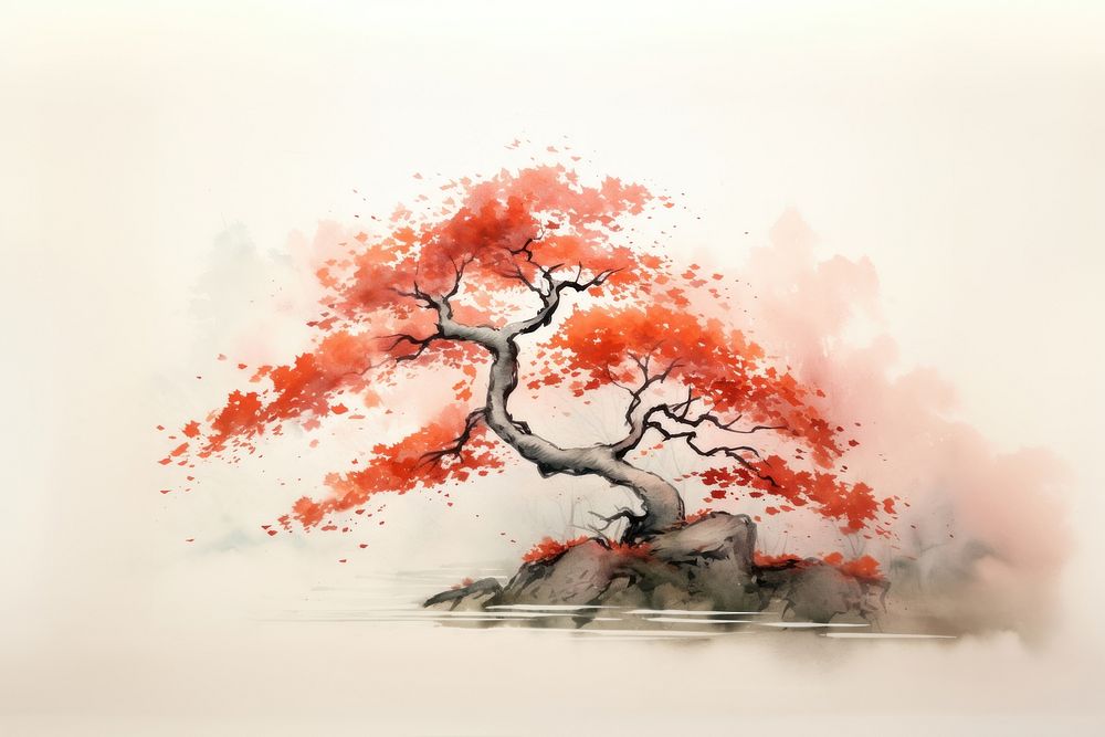 Painting tree plant maple. AI generated Image by rawpixel.