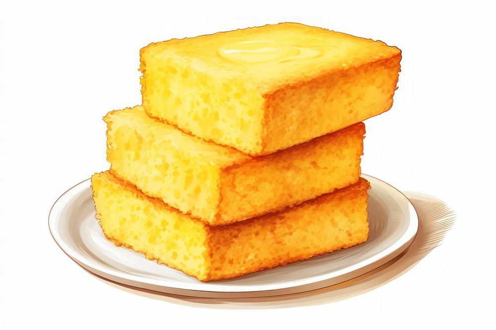 Food cornbread plate white background. AI generated Image by rawpixel.