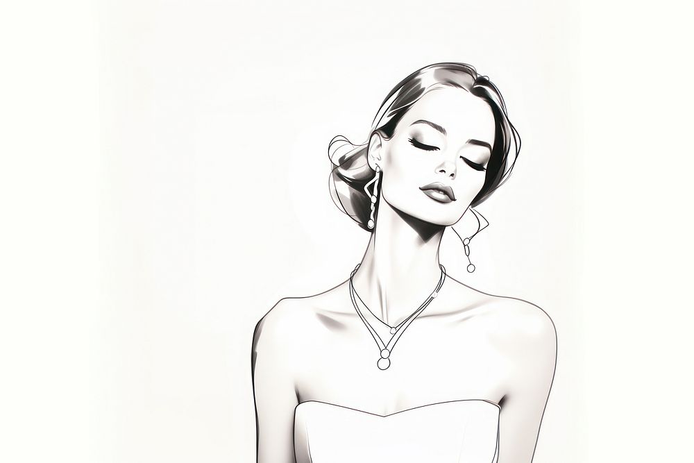 Jewelry drawing sketch adult. AI generated Image by rawpixel.