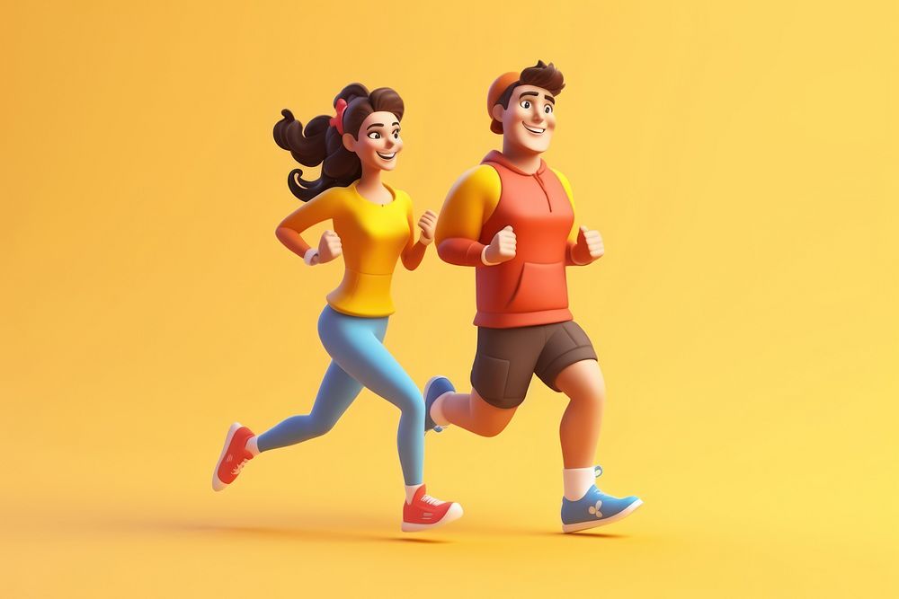 Jogging running cartoon determination. AI generated Image by rawpixel.