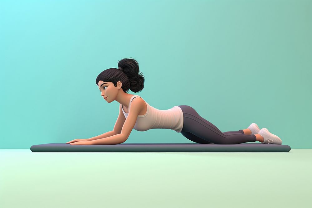 Exercise pilates cartoon sports. AI generated Image by rawpixel.