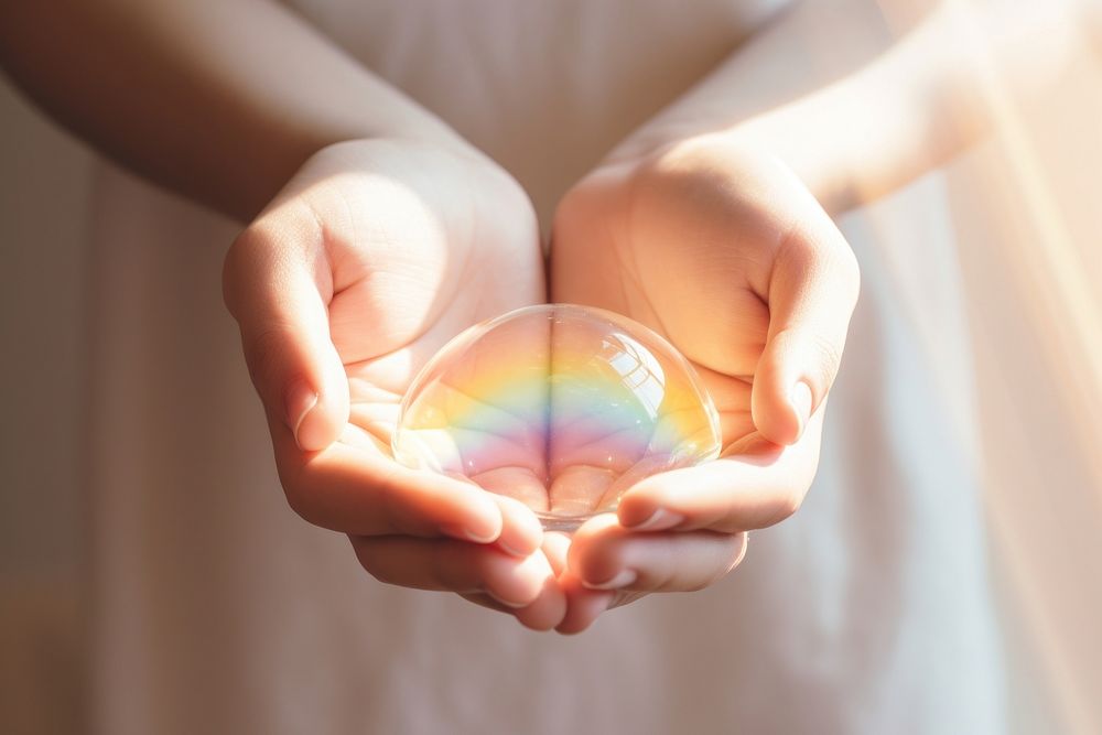 Hand holding rainbow finger. AI generated Image by rawpixel.