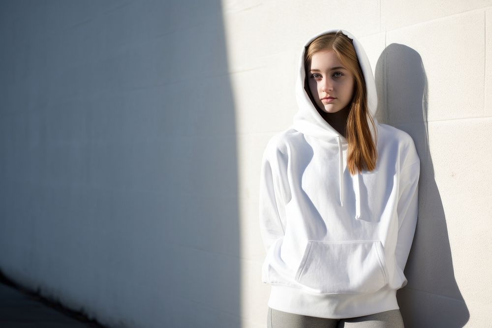 Hoodie white contemplation architecture. 