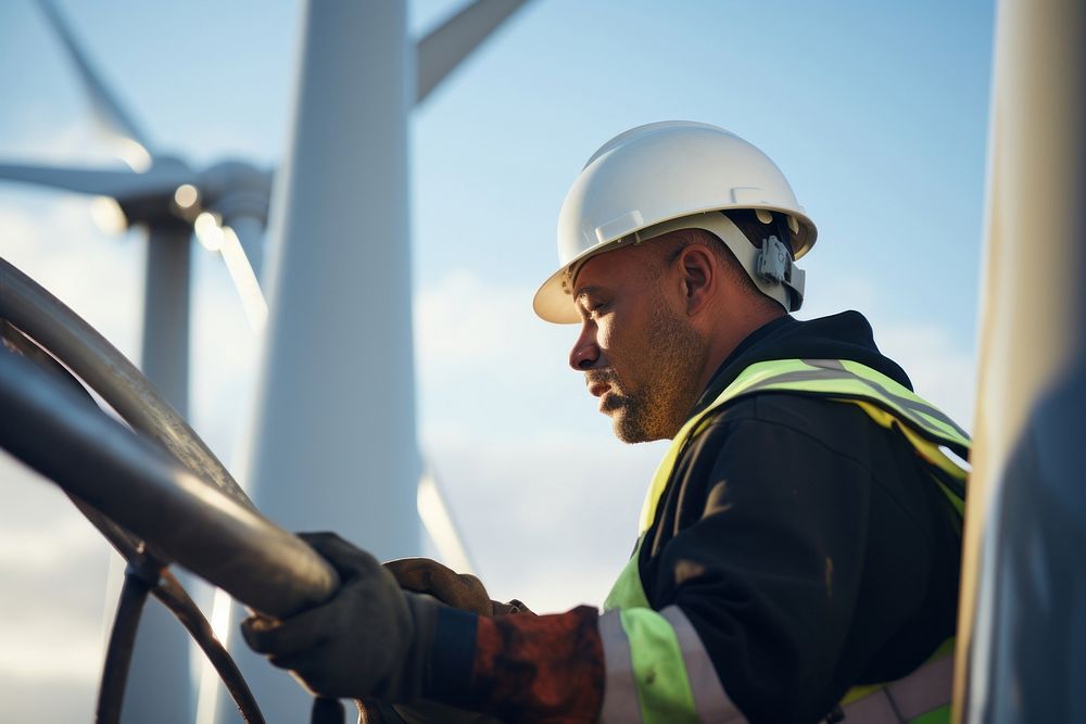 Turbine hardhat helmet worker. 