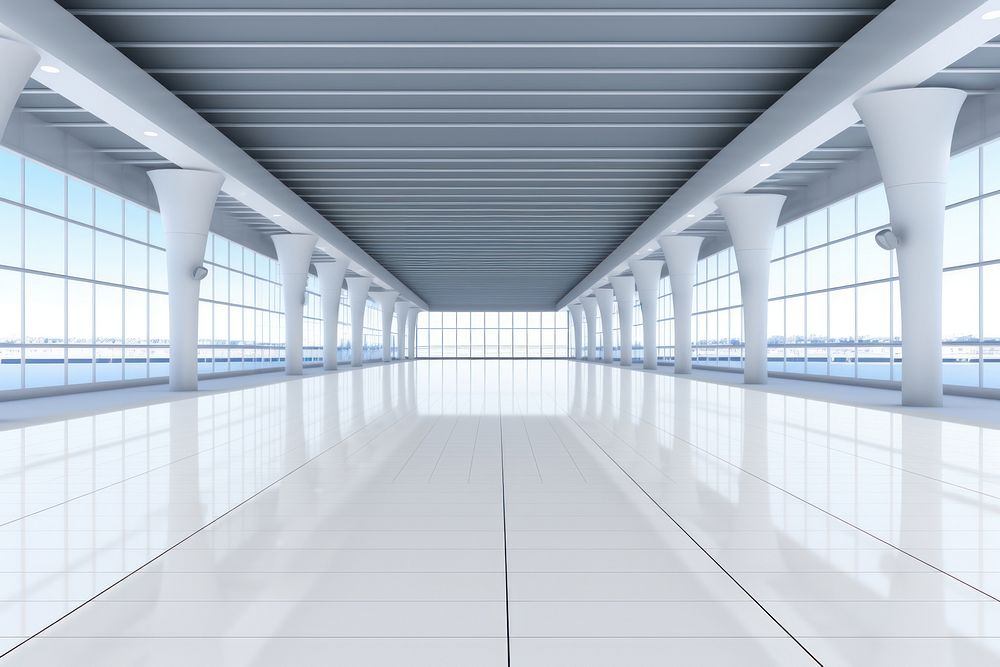 Architecture corridor building airport. AI generated Image by rawpixel.
