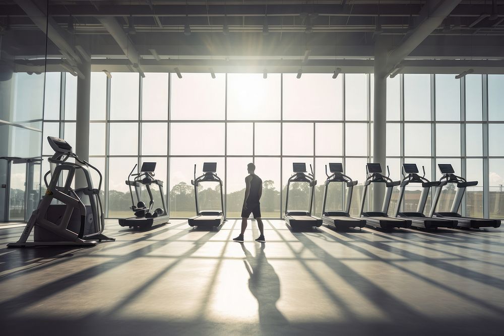 Gym architecture treadmill exercise. AI generated Image by rawpixel.