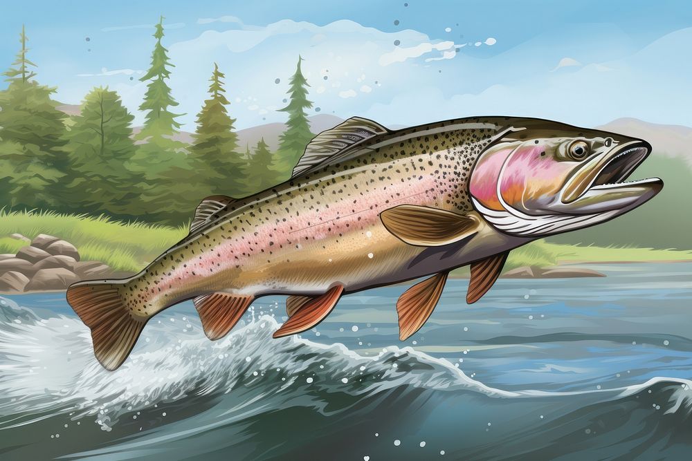 Trout fish animal wildlife. AI generated Image by rawpixel.