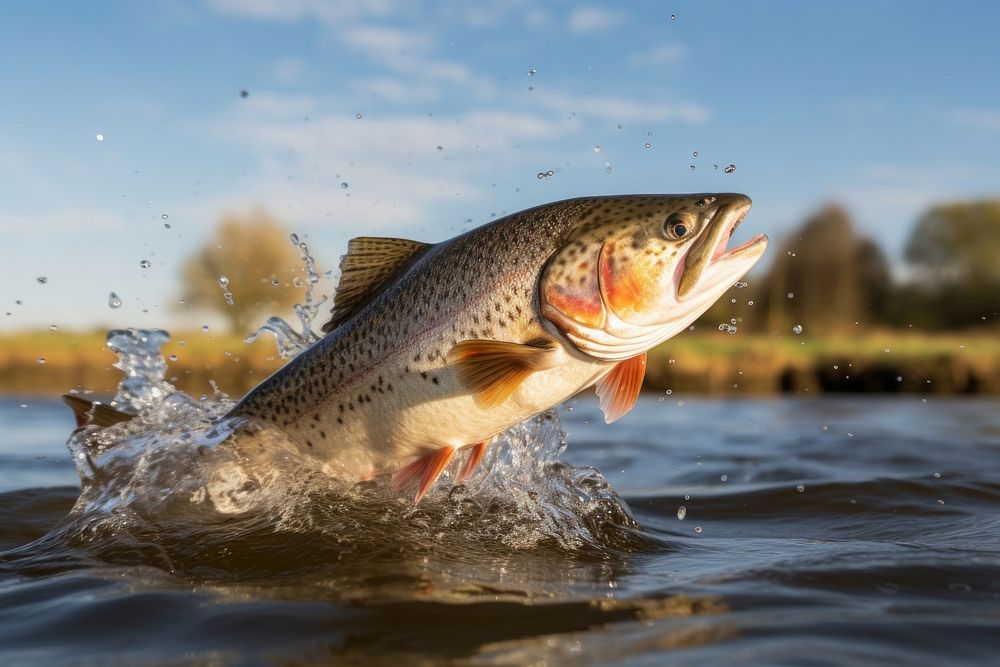 Trout fish outdoors animal. AI generated Image by rawpixel.