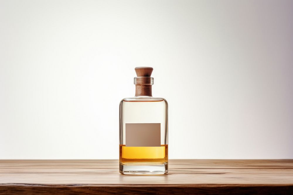 Bottle perfume whisky table. AI generated Image by rawpixel.