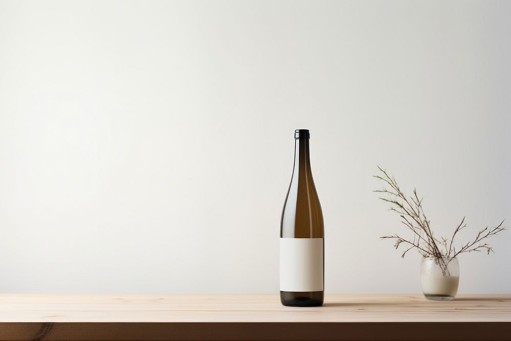 Bottle drink wine wood. AI generated Image by rawpixel.