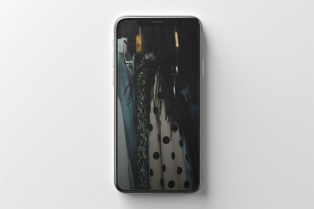 Realistic smartphone screen, vintage clothing wallpaper