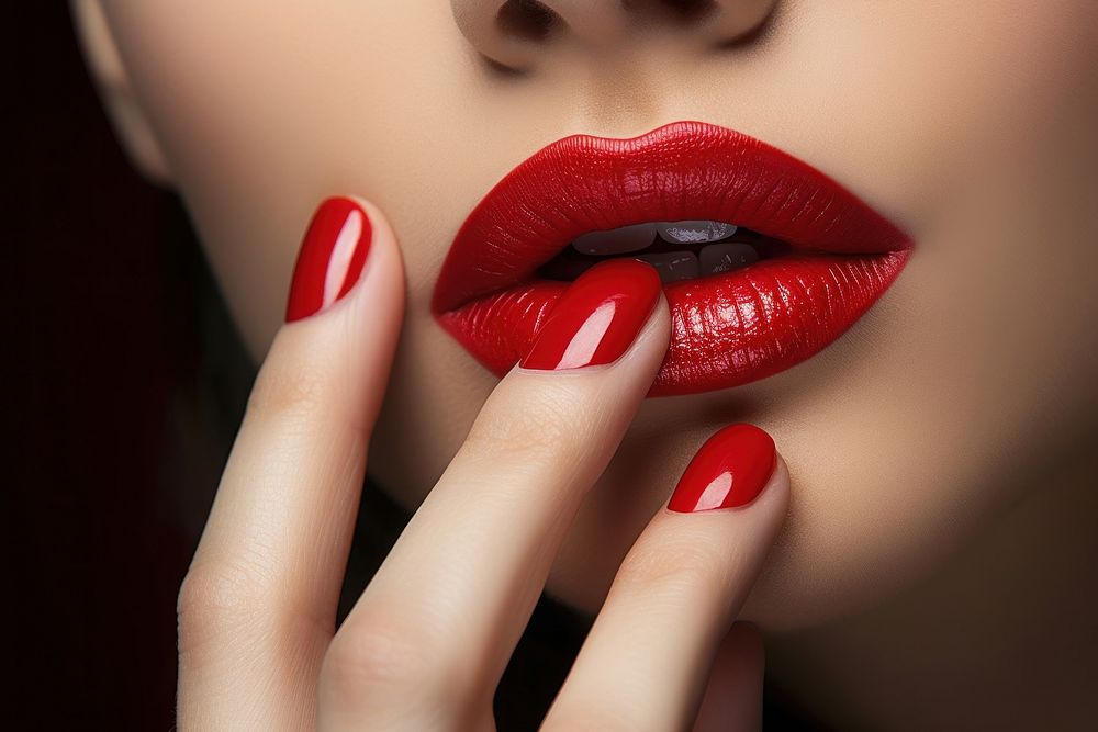 Cosmetics finger nail lipstick. AI generated Image by rawpixel.