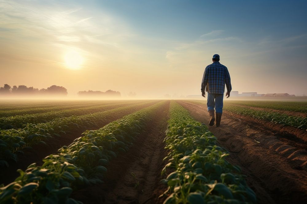 Walking field sky agriculture. AI generated Image by rawpixel.