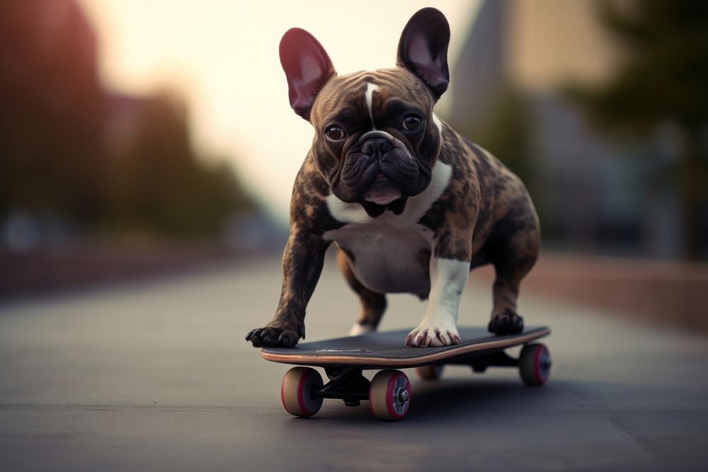 Skateboard bulldog animal mammal. 