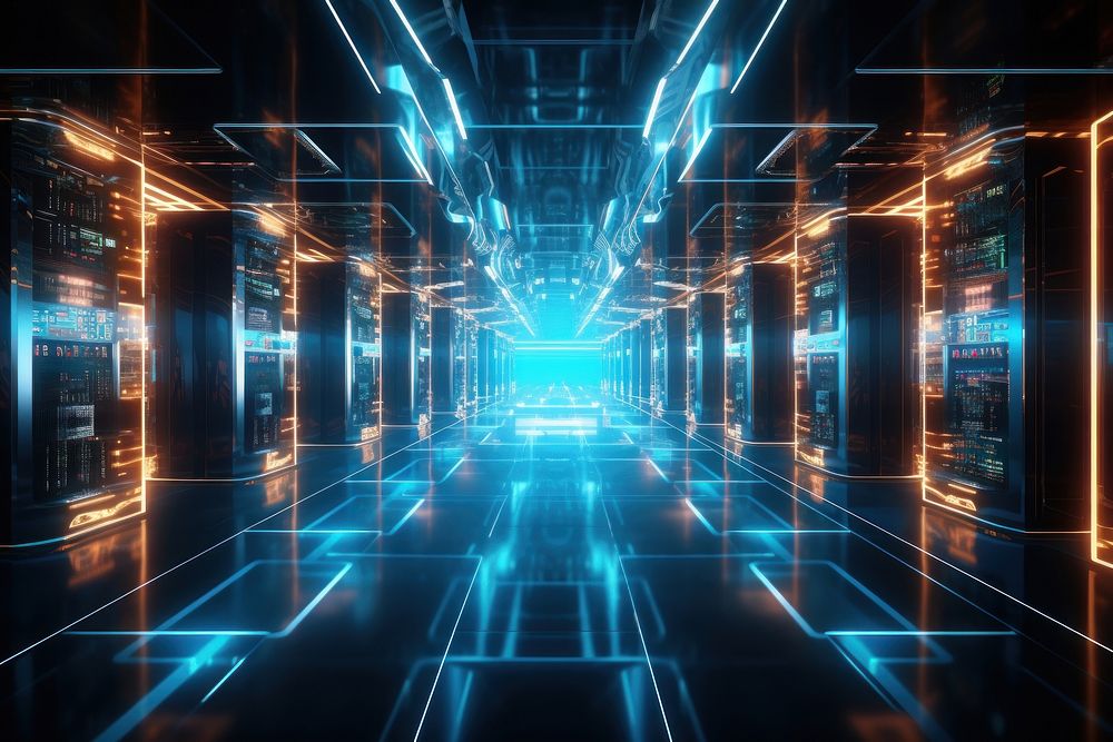 Illuminated futuristic computer light. AI generated Image by rawpixel.