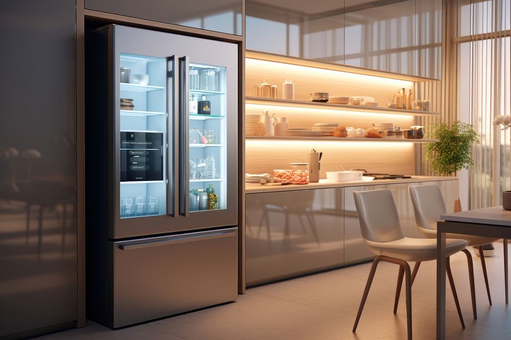 Appliance kitchen refrigerator furniture. AI generated Image by rawpixel.