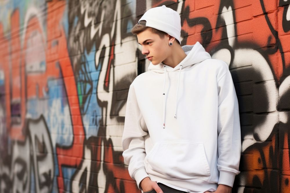 Sweatshirt graffiti hoodie white. 