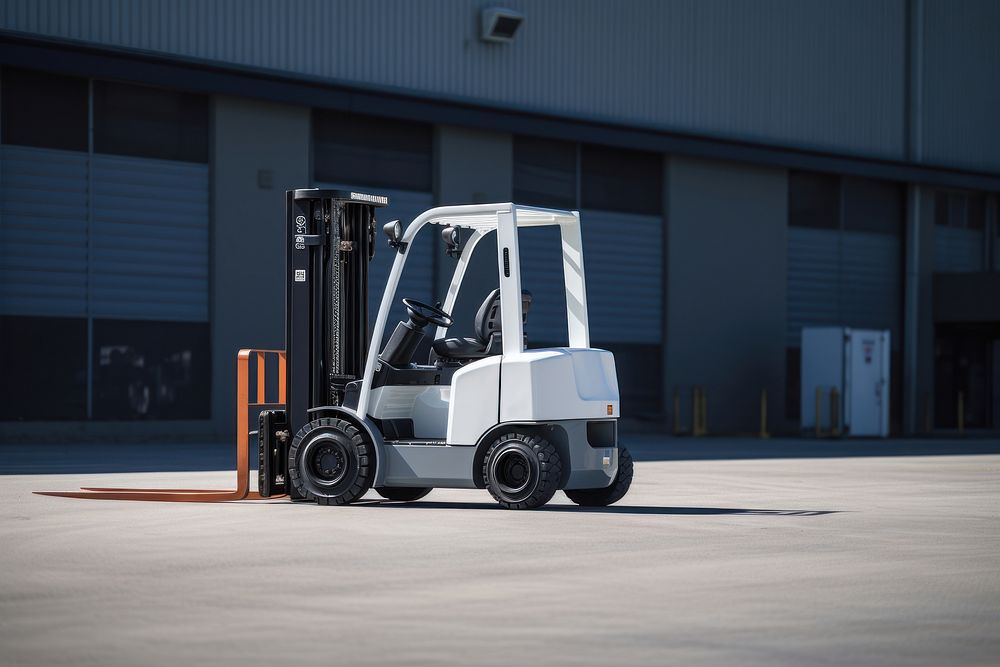 Forklift vehicle asphalt road. AI generated Image by rawpixel.